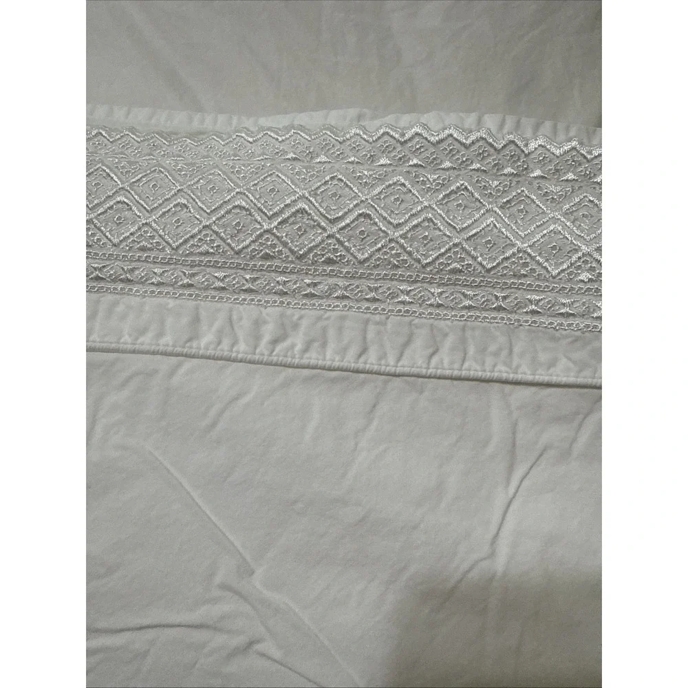 Queen Sheet White Lace Edge Top Estate Shabby Cottage B&B 100% Cotton Flat Only